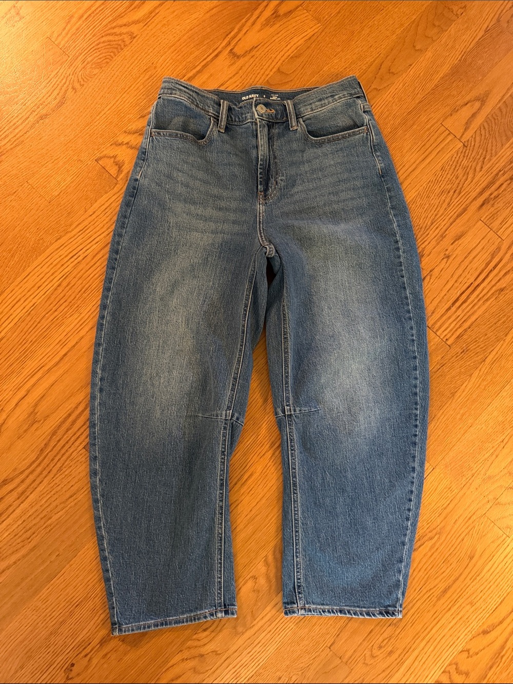 Barrel Leg High-Rise Relaxed Jeans - Blue